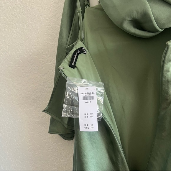 A&F Julia Strapless Scarf Elegant Maxi or Mid Dress
 Satin Green Strapless SP - Picture 12 of 12